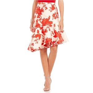 Eva Franco Floral Jacquard Ruffle Skirt